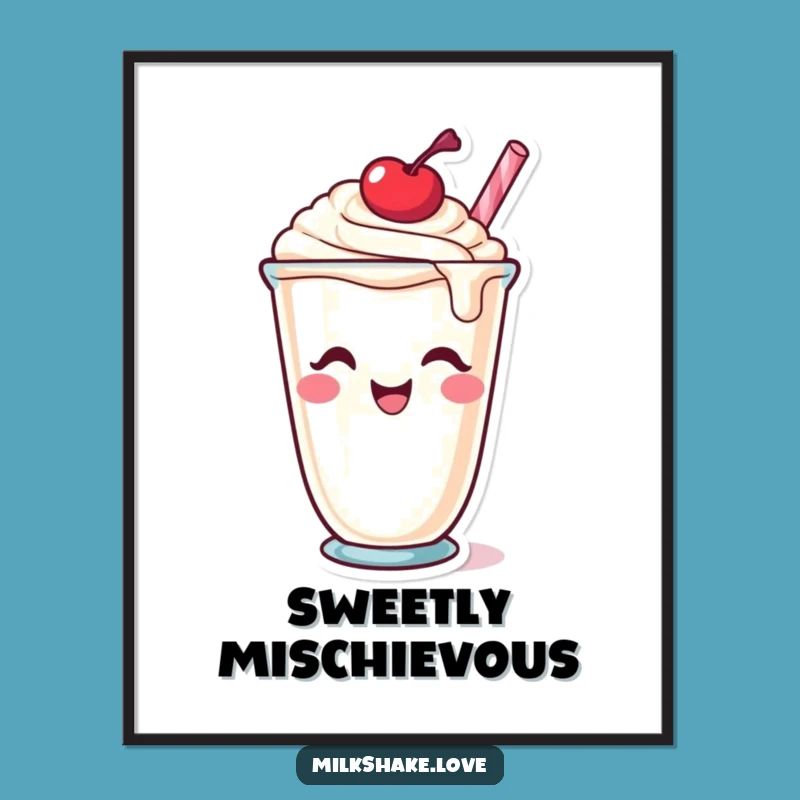 Funny Winking Milkshake Digital Print: Instant Charm for Your Space