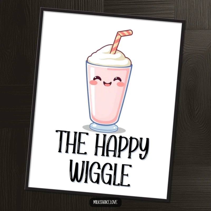 Funny Digital Art Print of a happy straw wiggling with delight, perfect for bringing cheerful and humorous decor.