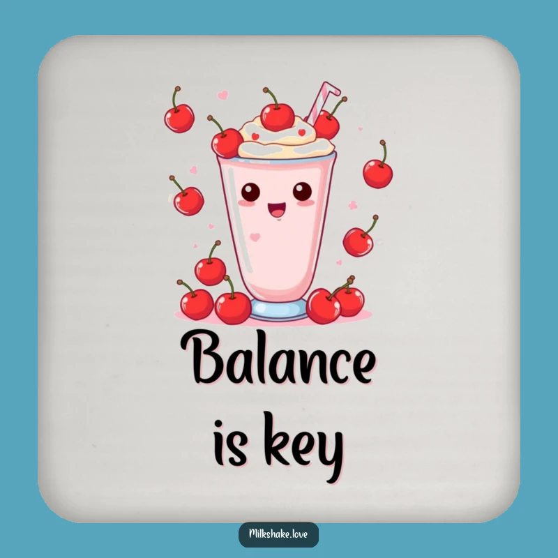 Funny Kawaii Milkshake Coaster: Juggling Cherries Style, Perfect Fun Gift