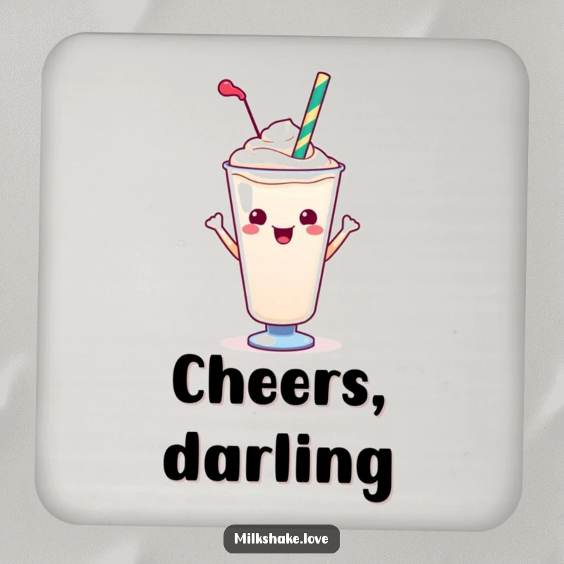 Funny Kawaii Milkshake Coaster: A kawaii milkshake character doing a fun pose, adding humorous charm to coasters.