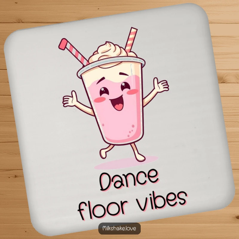 Funny Dancing Milkshake Cup Coaster, a cartoon character in a lively dance, offering fun protection for surfaces, a rhythmic dose of humor.