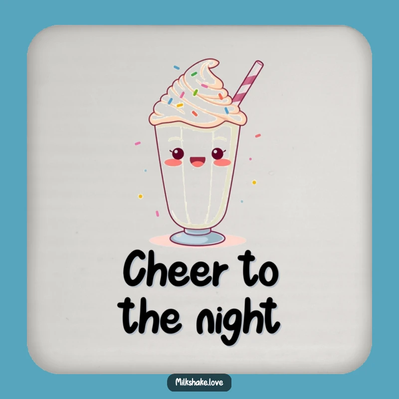 Funny Kawaii Milkshake Coaster Set: Cheering Sprinkles Drink Protector, Sweet Gift