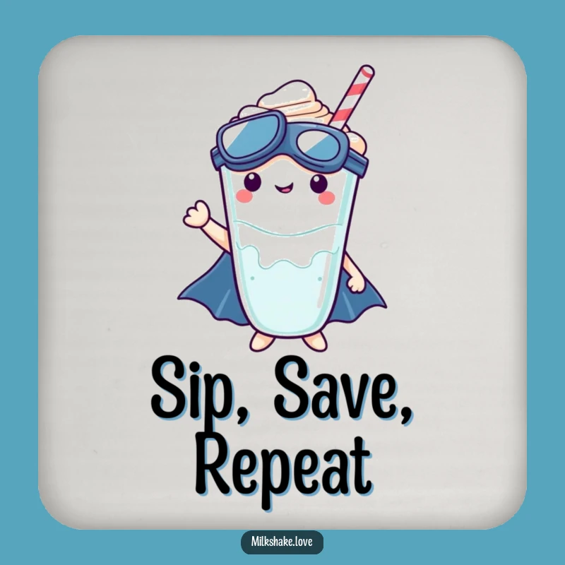 Funny Kawaii Superhero Milkshake Coaster: Protect with Power - Hilarious Gift