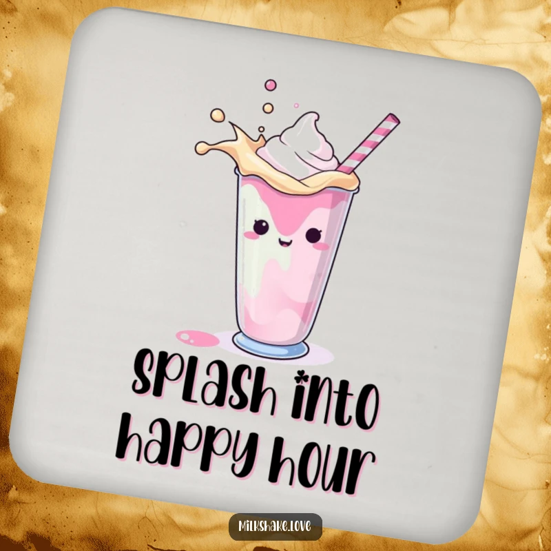 Funny Coasters showcasing a colorful milkshake splash, offering surface protection with a dose of humorous artistry.