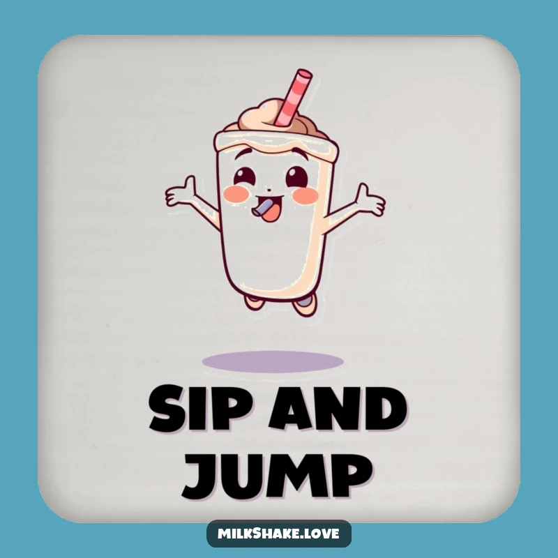 Funny Jumping Milkshake Coaster: Character with Straw - Party Gift!
