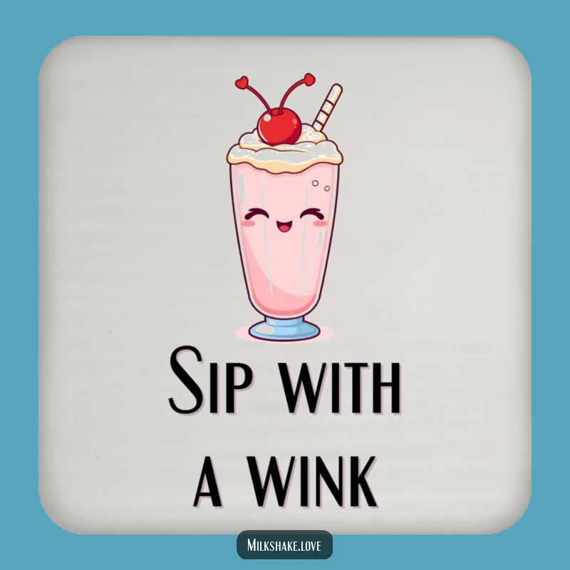 Funny Kawaii Winking Milkshake Coaster: Protect Surfaces with a Wink
