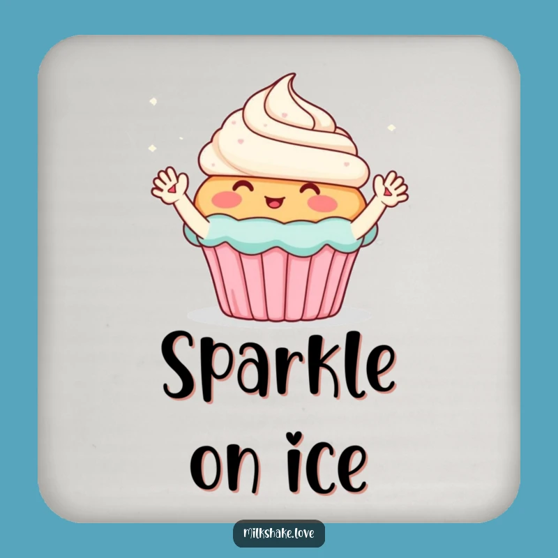 Funny Cupcake Coaster: Blushing Protection with Sparkle Charm