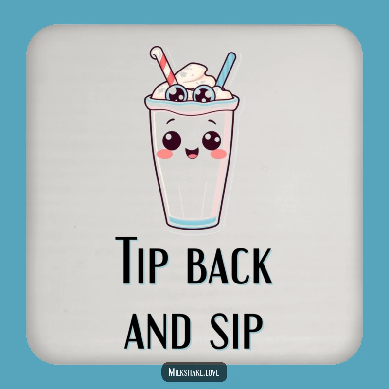 Funny Tipping Milkshake Coaster: Anthropomorphic Character with Silly Eyes - Party Gift!