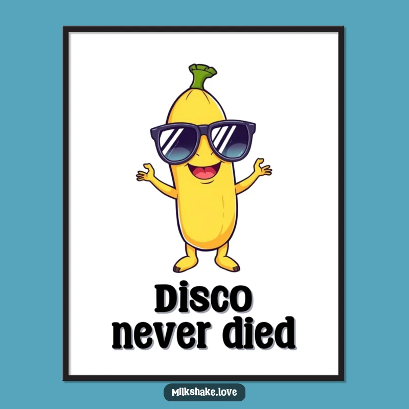 Funny Disco Banana Poster: Giggle-Inducing Wall Art with Groovy Vibes