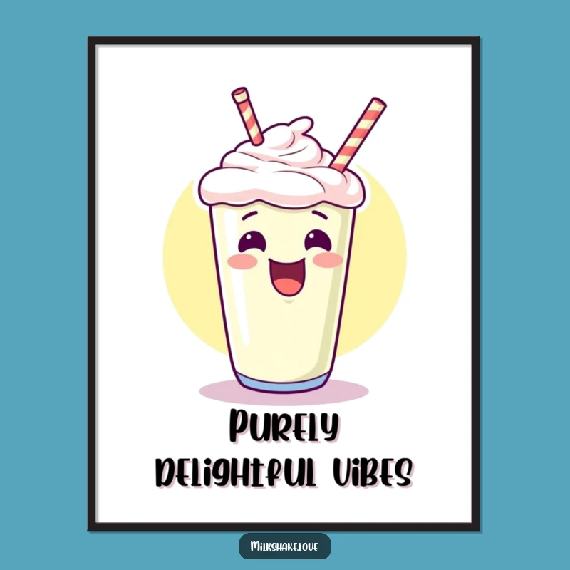 Funny Kawaii Milkshake Poster: Giggle Art Print, A Hilarious Wall Decor!