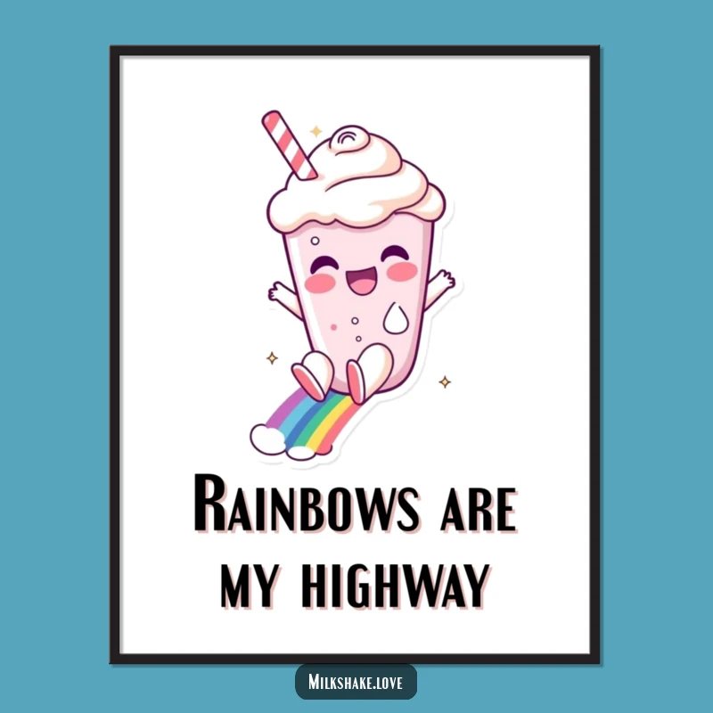 Funny Milkshake Rainbow Slide Poster: Bring Whimsical Joy to Your Walls