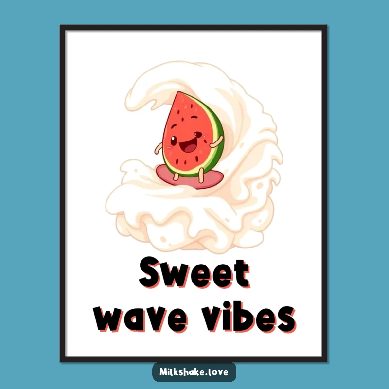 Funny Watermelon Surf Poster: Bring the Beach Vibe Home with Sweet Art
