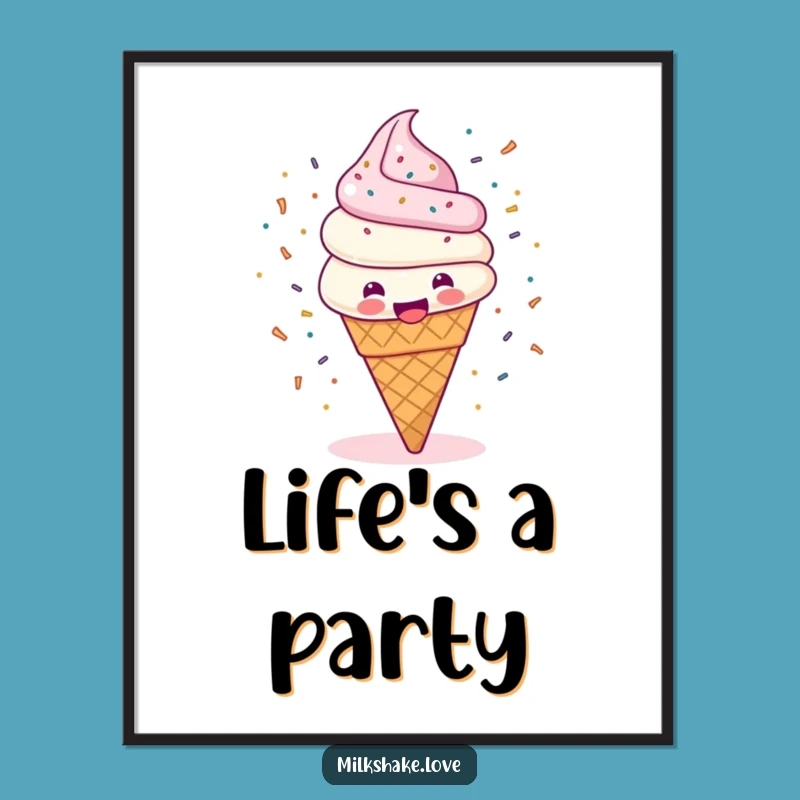 Funny Ice Cream Cone Poster: Happy Spinning Art for Sweet Spaces