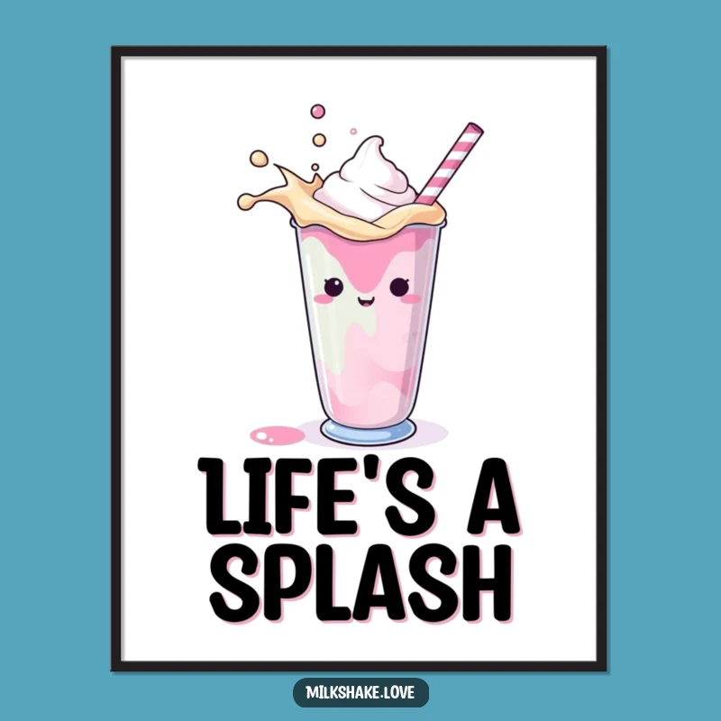 Funny Splashing Milkshake Poster: Add Playful Energy to Your Walls with This Vibrant Art!