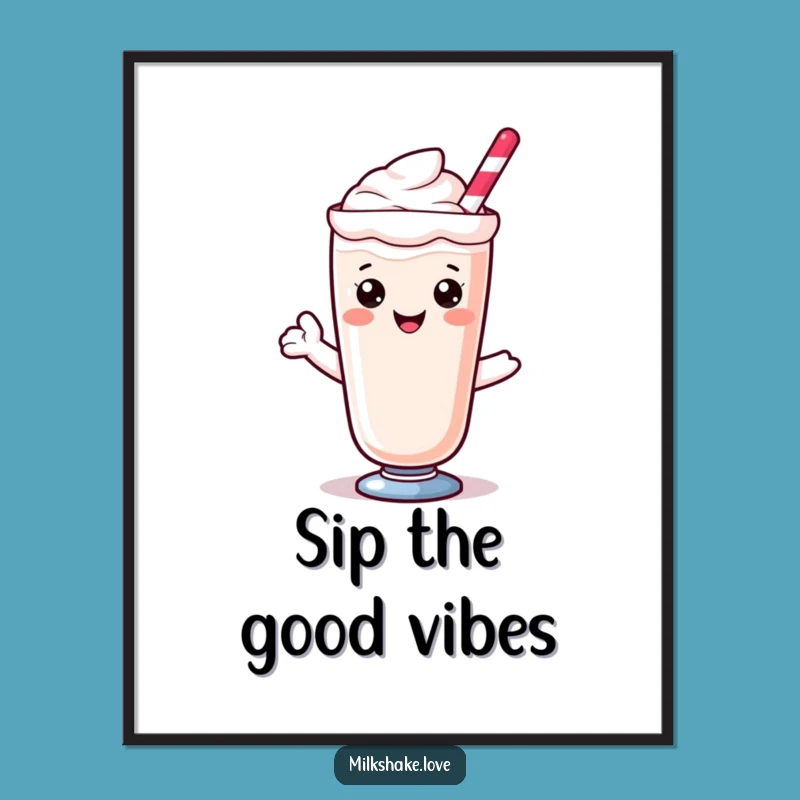 Funny Kawaii Milkshake Poster: Sweet Wall Art - Hilarious Gift for Treat Lovers