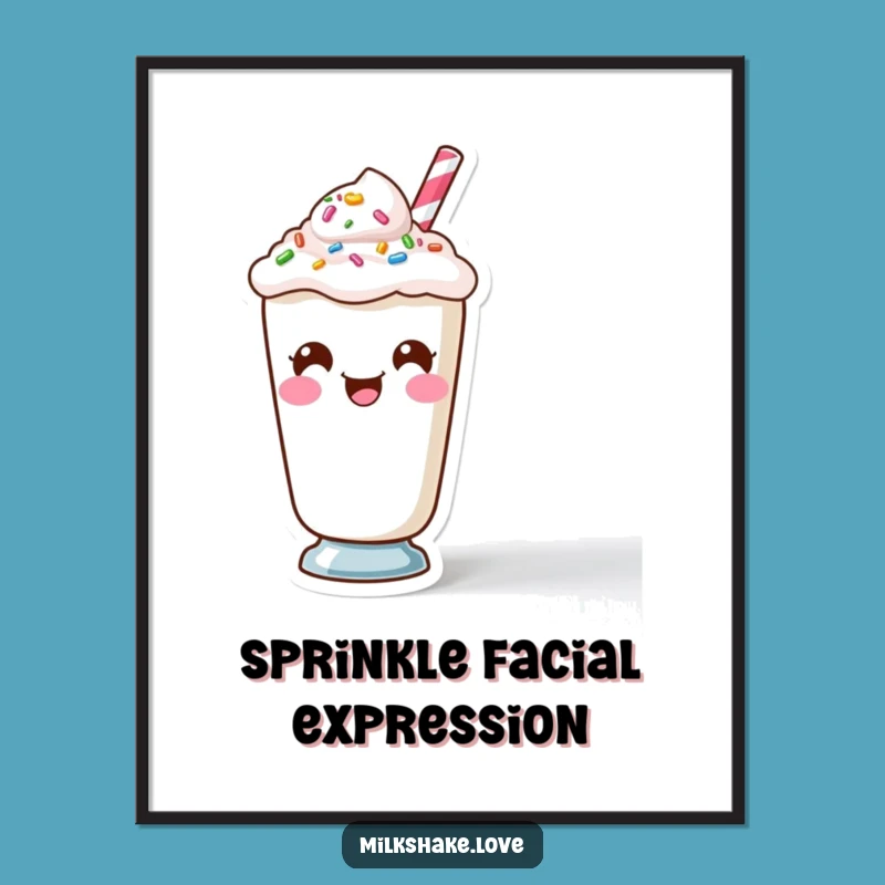 Funny Kawaii Milkshake Face Wall Art - Hilarious Decor Gift