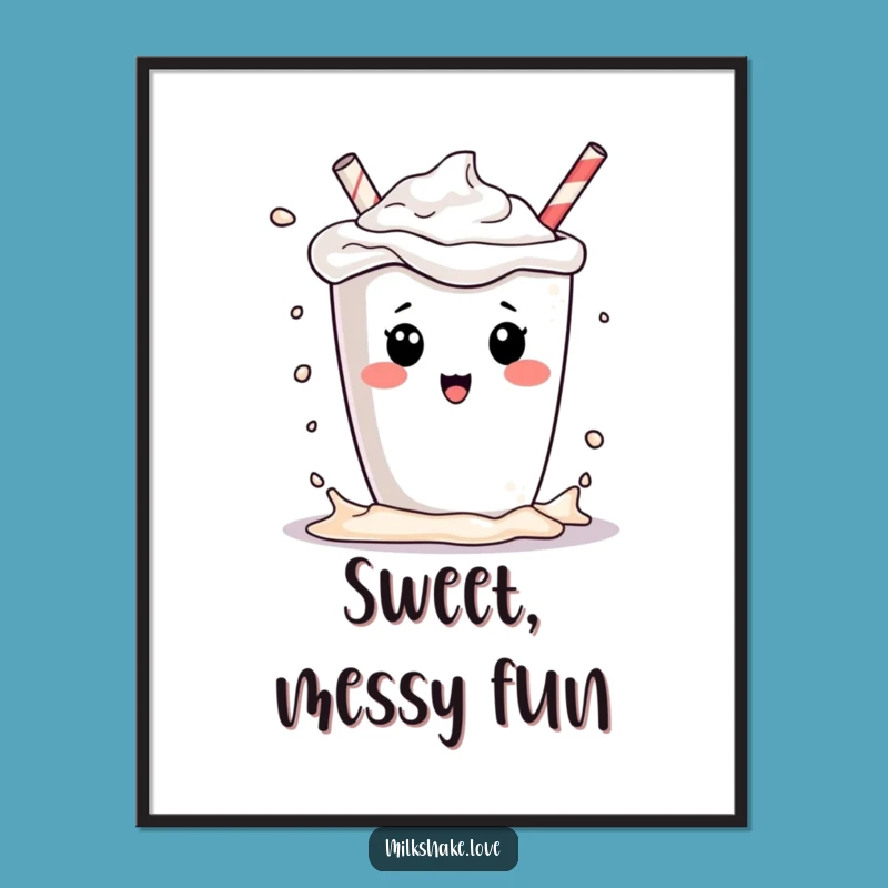 Funny Milkshake Splash Poster - Playful Kawaii Art!