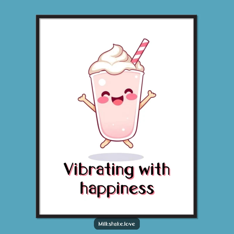 Funny Kawaii Milkshake Bounce Poster - Uplifting Wall Art for Happy Spaces
