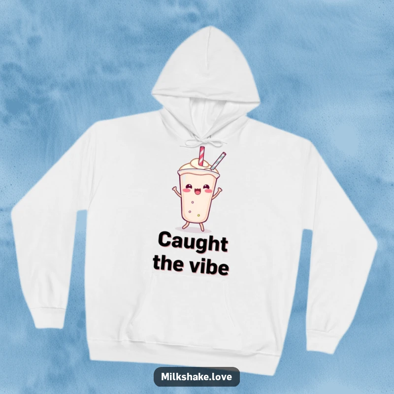 Funny Hoodie featuring a Kawaii milkshake performing a delightful shimmy, its straw dancing with playful energy for ultimate fun.
