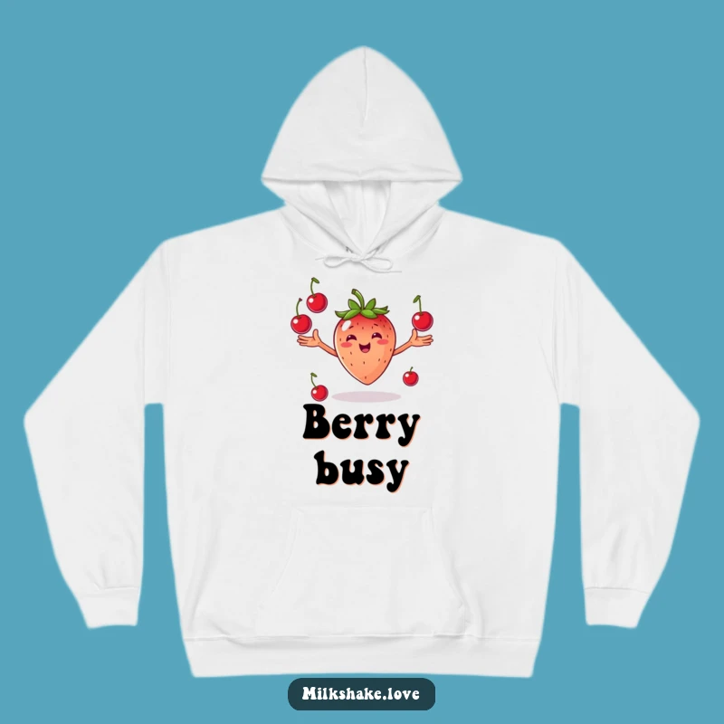 Funny Juggling Strawberry Hoodie: Cozy Fruit Toss Sweatshirt