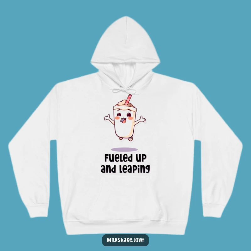 Funny Jumping Milkshake Hoodie: Character with Straw - Cozy & Energetic Gift!
