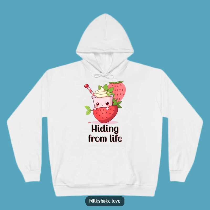 Cozy Funny Kawaii Milkshake Strawberry Hoodie - Warm & Hilarious Gift
