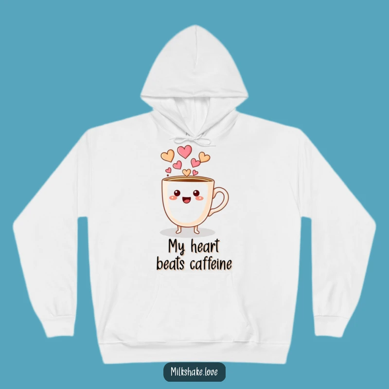 Cozy Funny Coffee Cup Hearts Hoodie, Warm & Loving Gift Idea