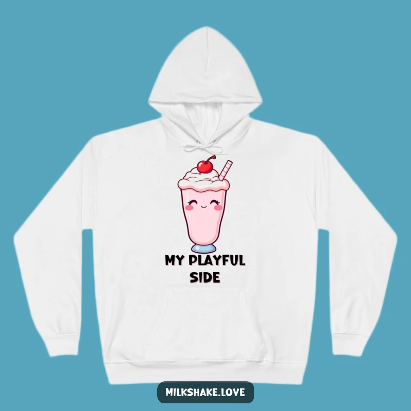 Cozy Funny Kawaii Milkshake Hoodie: Winking Cherry Sweatshirt, Sweet Treat Gift