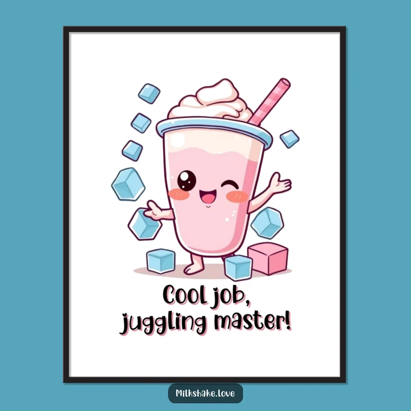 Cool Free Printable Wall Art: Juggling Kawaii Milkshake Skill Downloadable Art