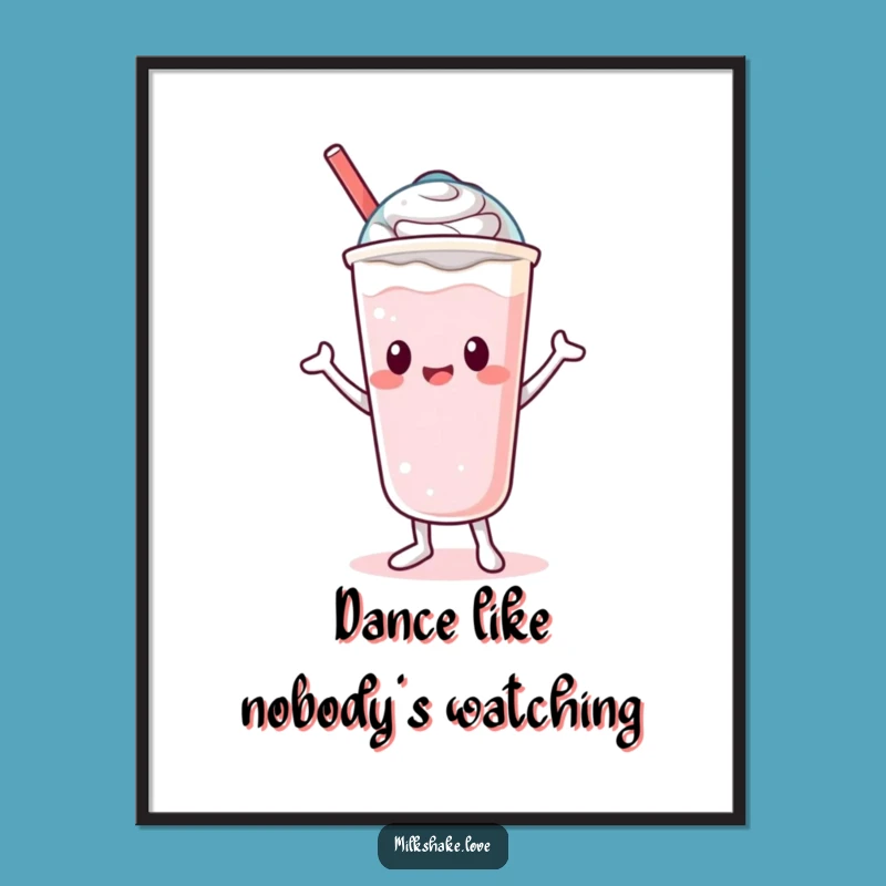 Funny Free Printable Wall Art: Kawaii Milkshake Dancing for a Playful Room