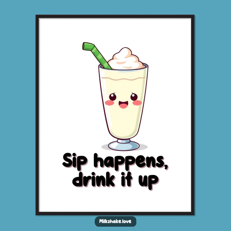 Free Printable Kawaii Milkshake Wall Art - Giant Straw Decor Downloadable