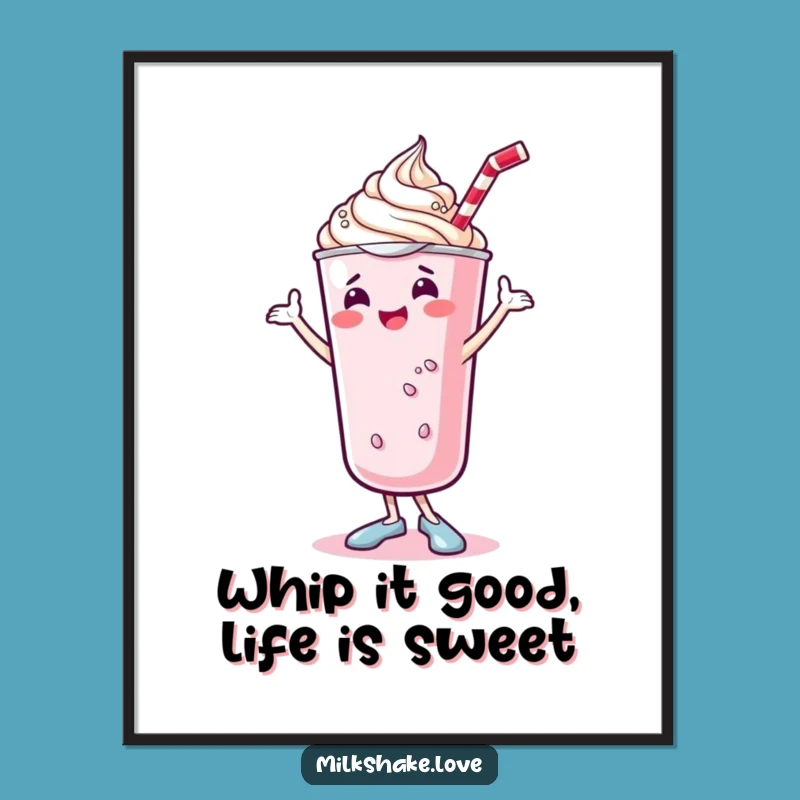 Free Printable Kawaii Milkshake Wall Art - Joyful Dancing Decor Downloadable