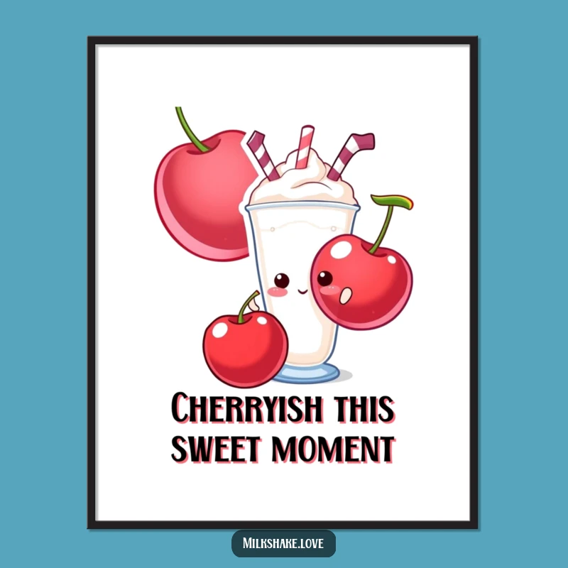 Free Printable Shy Milkshake Wall Art: Sweet Peek Humor Downloadable Decor