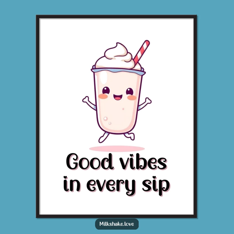 Free Printable Wall Art: Bouncing Kawaii Milkshake, Playful & Energetic Decor!