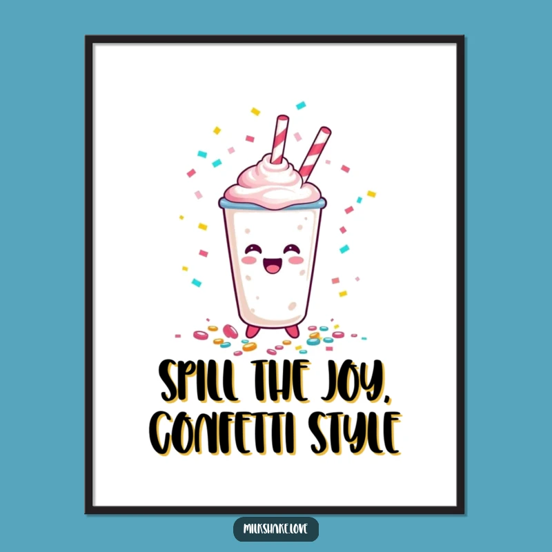 Free Printable Wall Art: Confetti Milkshake Cup! Funny Downloadable Design for Your Room!