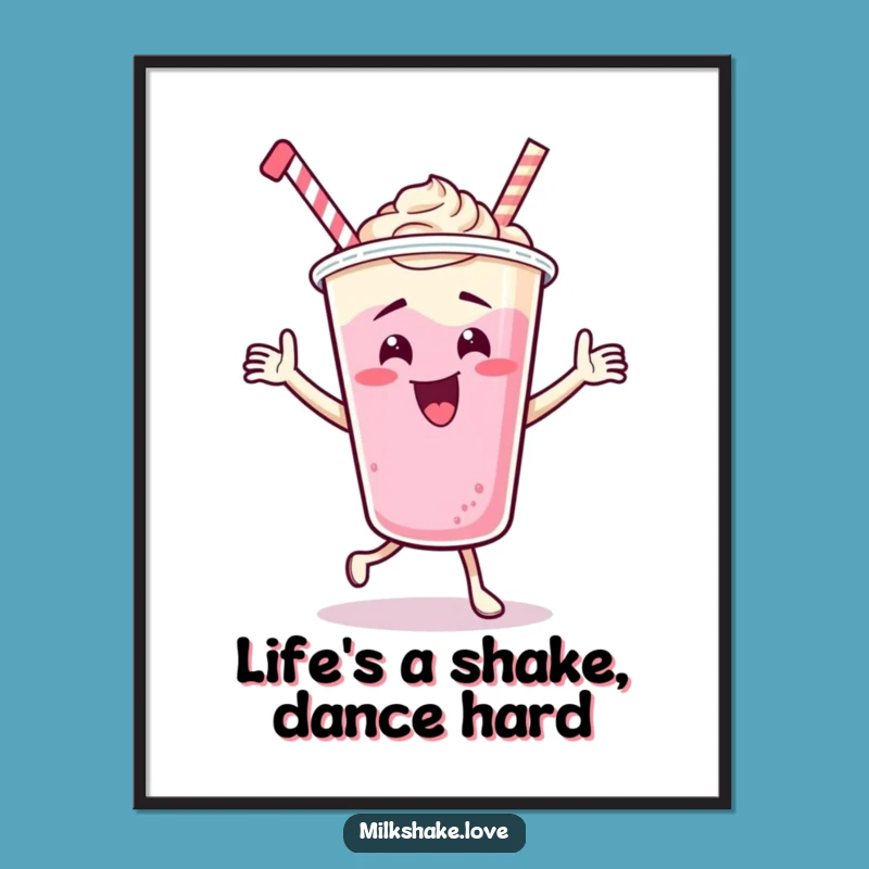 Free Printable Wall Art: Dancing Milkshake Cup! Funny Downloadable Design for Your Room!