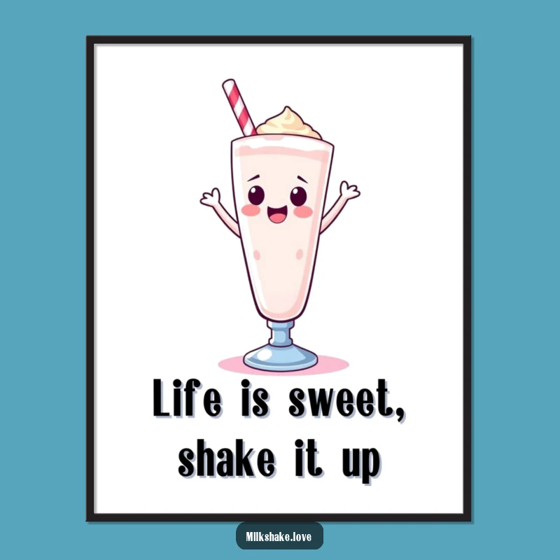 Free Printable Wall Art: Funny Kawaii Milkshake Dancing, Downloadable Dessert Decor