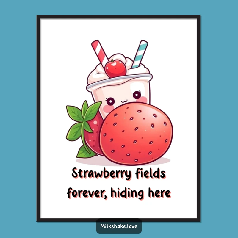 Free Printable Wall Art: Funny Shy Kawaii Milkshake, Downloadable Decor