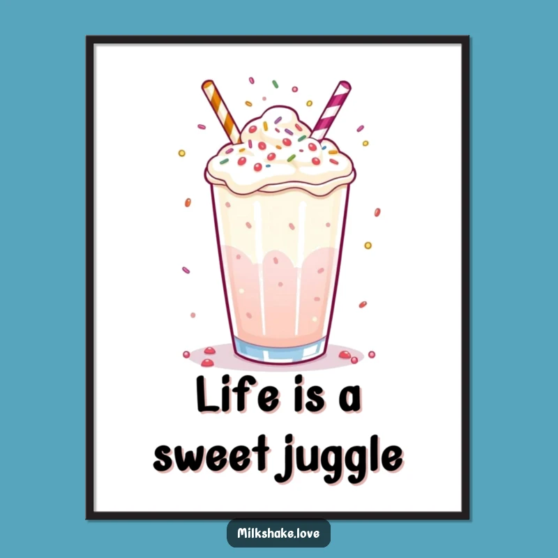 Free Printable Wall Art: Juggling Milkshake Decor, Fun Downloadable Art
