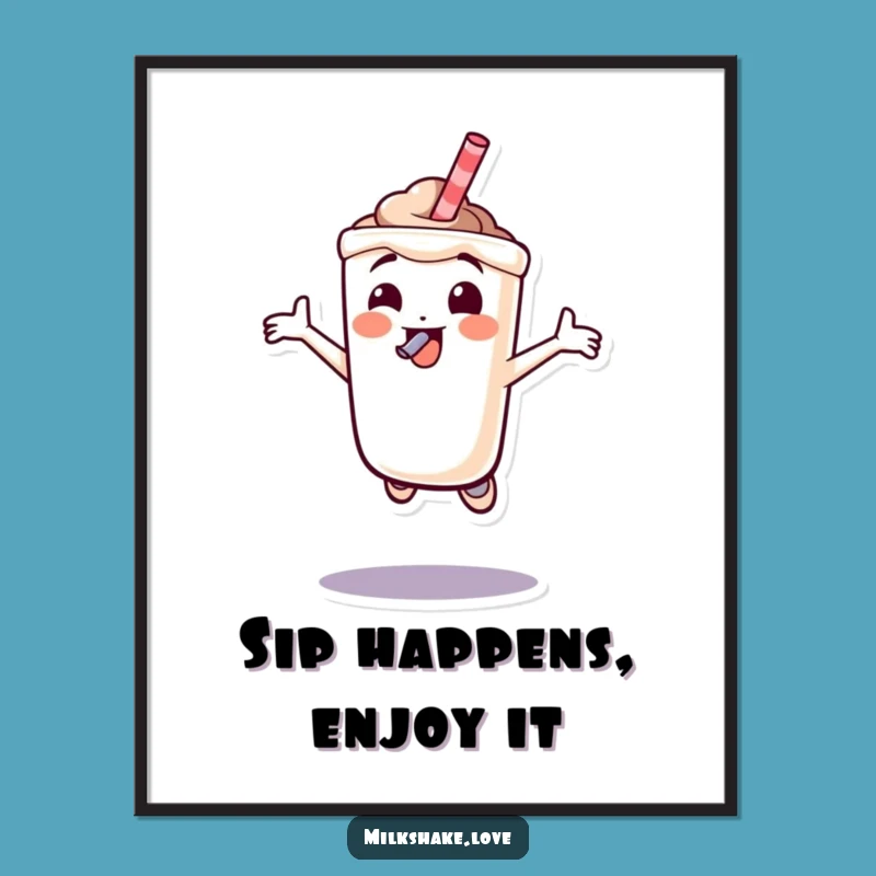 Free Printable Wall Art: Jumping Milkshake Fun Funny Downloadable Decor