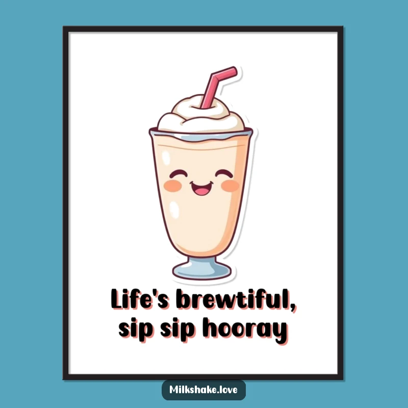 Free Printable Wall Art: Winking Milkshake Charm Downloadable Decor