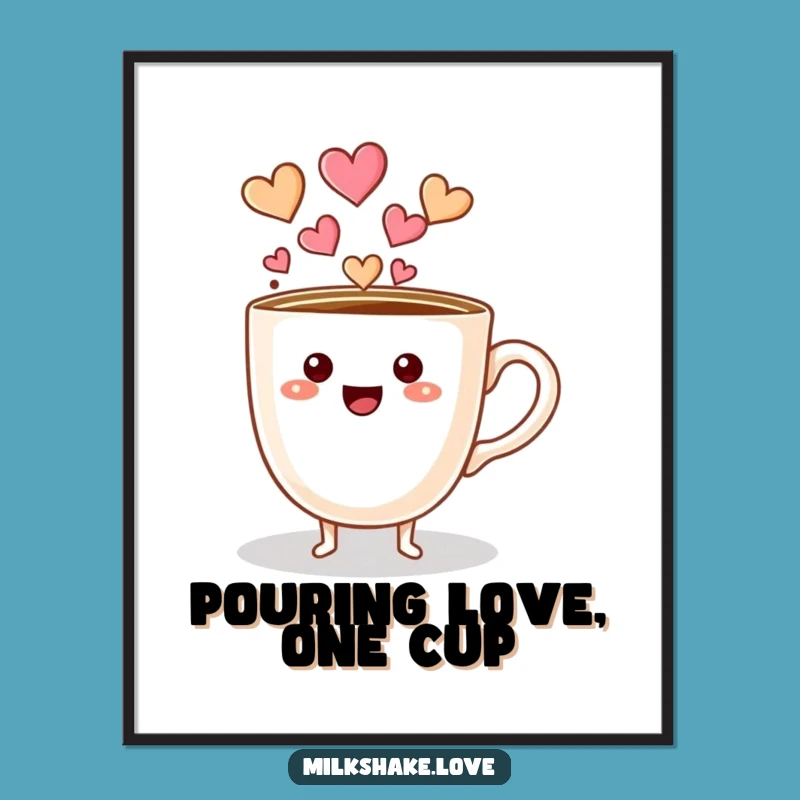 Funny Free Printable Wall Art: Coffee Hearts, Joyful Cup, Downloadable Decor