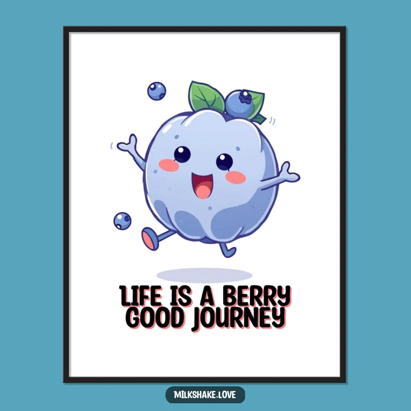 Funny Free Printable Wall Art: Energetic Bouncing Blueberry - Modern Decor!