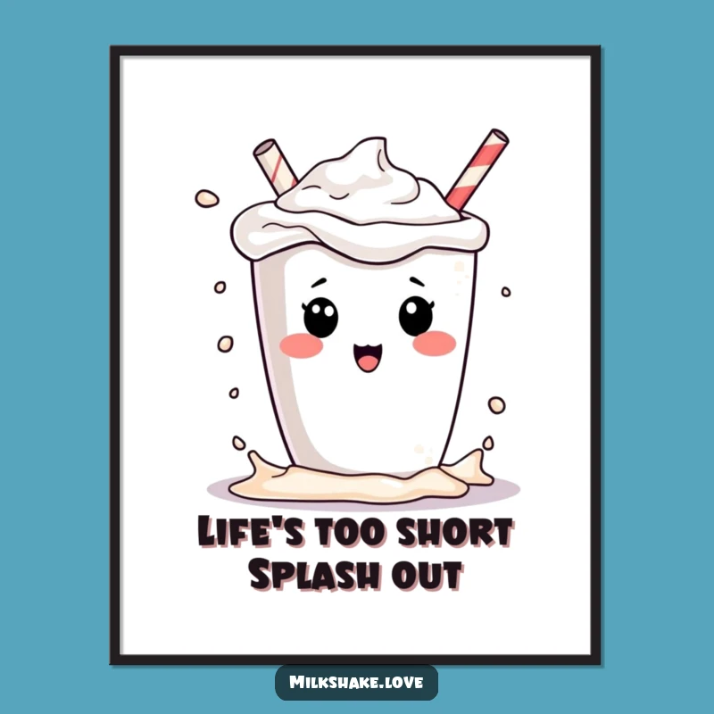 Funny Free Printable Wall Art: Kawaii Milkshake Splash - Sweet Downloadable Art