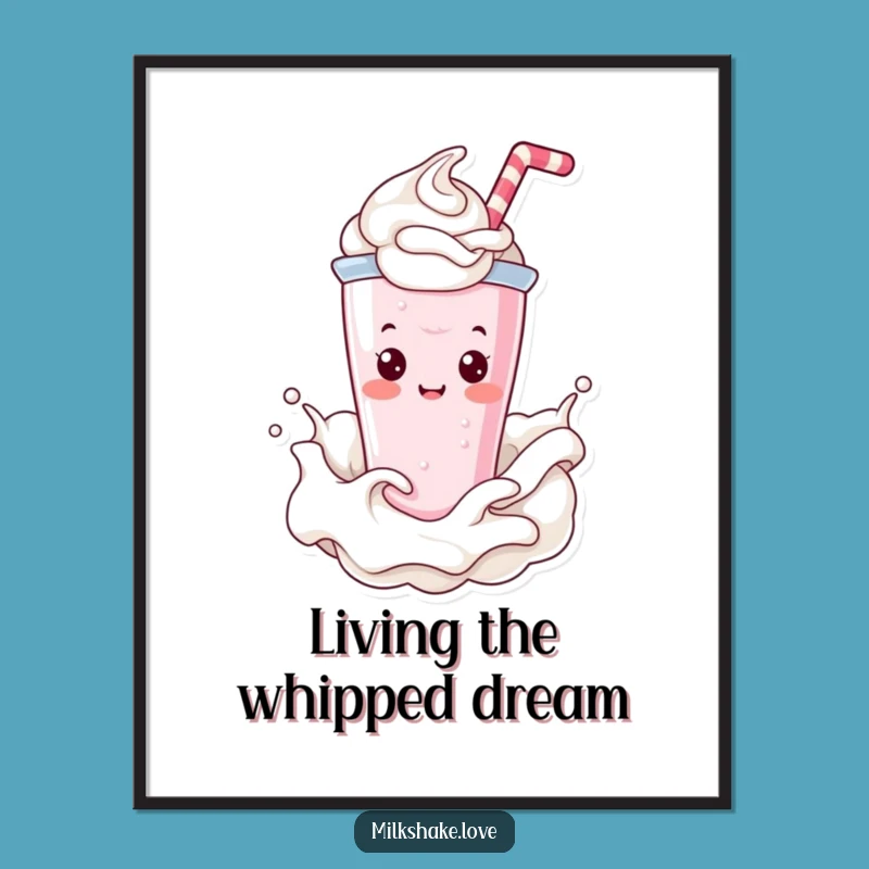 Funny Free Printable Wall Art: Kawaii Milkshake Splashing for Whimsical Decor