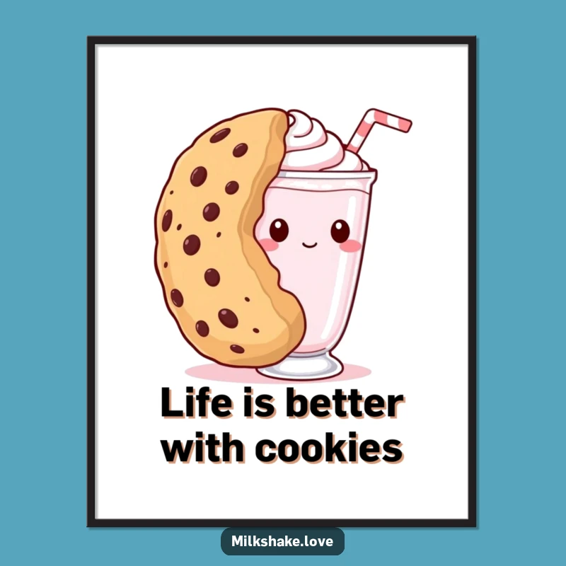 Free Printable Shy Milkshake Wall Art - Cute Cookie Decor Downloadable