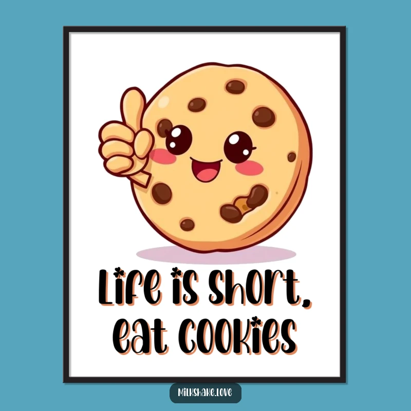 Funny Free Printable Wall Art: Cheerful Cookie Thumbs Up, Quirky Downloadable Decor