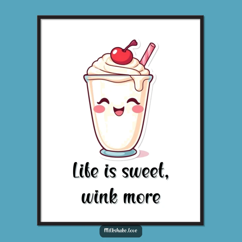 Free Printable Winking Milkshake Wall Art - Funny Downloadable Quirky Decor