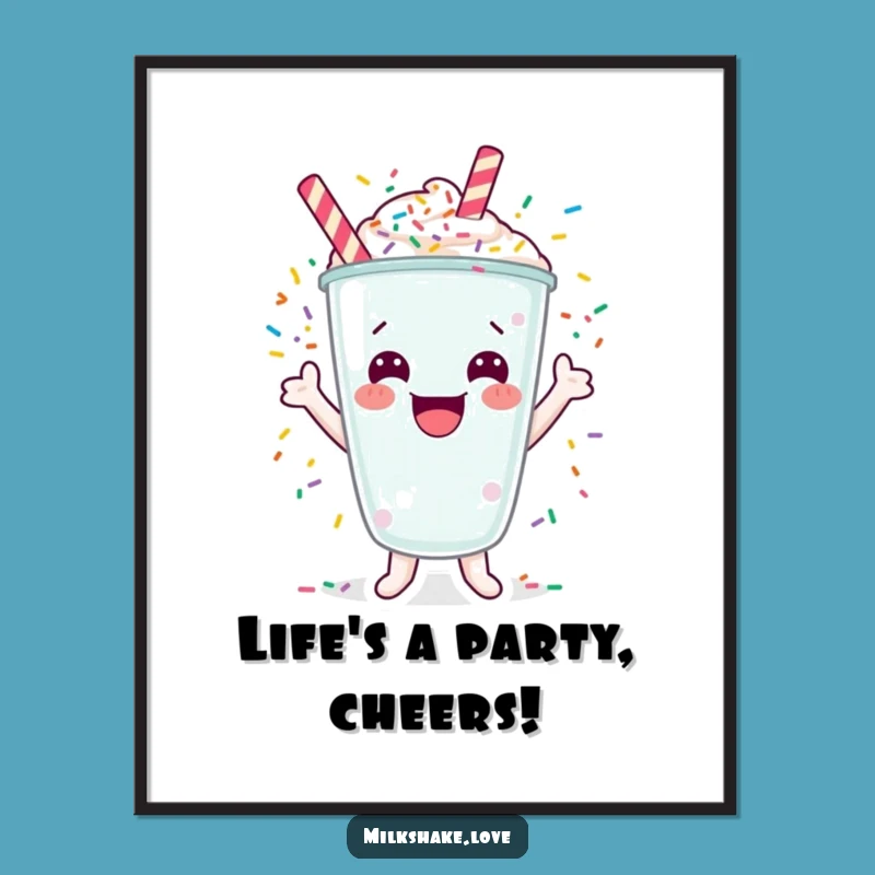Funny Free Printable Wall Art: Cheerful Milkshake, Festive Downloadable Decor, Humorous Art