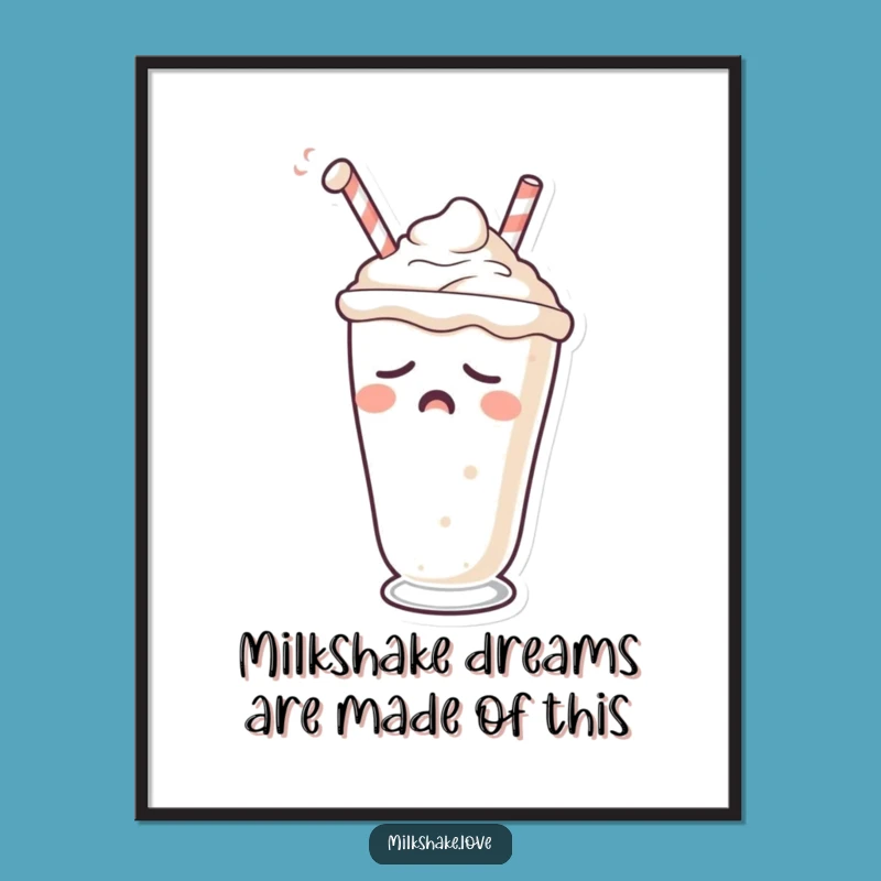 Funny Free Printable Wall Art: Sleepy Milkshake, Cozy Downloadable Decor, Humorous Art